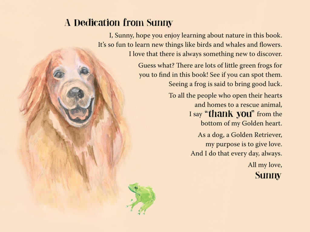 Sample page from Sunny Loves Summer — Sunny's dedication page